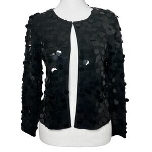 Joseph A Black Silk Bangle Sequin Cardigan S Petite NYE Party Retro Whimsical